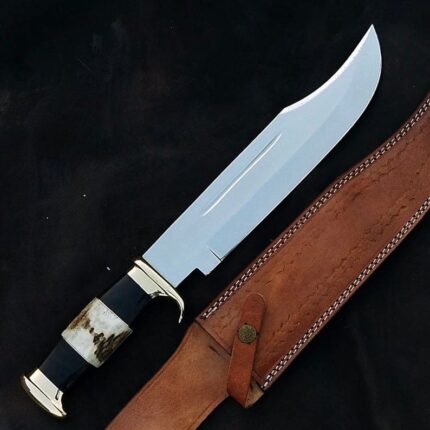 Custom Hand Forged D2 Steel 15" Bowie Hunting Knife With Stag Horn Handle