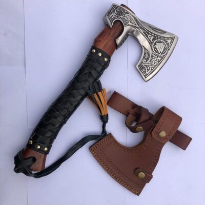 Custom Hand Forged High Carbon Steel Bearded Tomahawk Throwing Camping Hatchet.