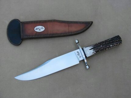 Custom Hand Forged D2 Steel 15" Bowie Hunting Knife With Stag Horn Handle