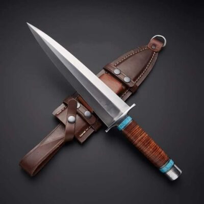 Custom Handmade D2 Steel 15" Hunting Camping Gift Dagger knife With Leather SHEATH