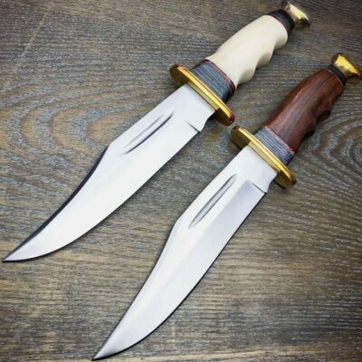 Custom Handmade D2 Steel 13" Hunting Bowie knives Pair With Leather Sheath