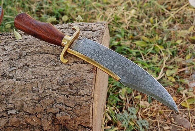 Custom Handmade Damascus Steel 16" Bowie Hunting Camping Knife With Leather Sheath