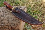 Custom Handmade Damascus Steel 16" Bowie Hunting Camping Knife With Leather Sheath