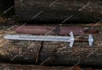 Custom Handmade Damascus Steel Blade 32" Long Viking Sword, Medieval / Knight Sword, Hunting/Combat Sword With Leather Sheath, Gifts for him