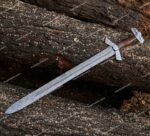 Custom Handmade Damascus Steel Blade 32" Long Viking Sword, Medieval / Knight Sword, Hunting/Combat Sword With Leather Sheath, Gifts for him