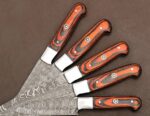 Magnificent Custom Made Damascus Blade Kitchen/Chef Knife Set 5 pieces, Unique High Grade Hand Forged Kitchen Knives Set