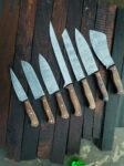 Custom Handmade Damascus Steel Kitchen Knife/Set of 7/ Rollover cover/ Sheath/