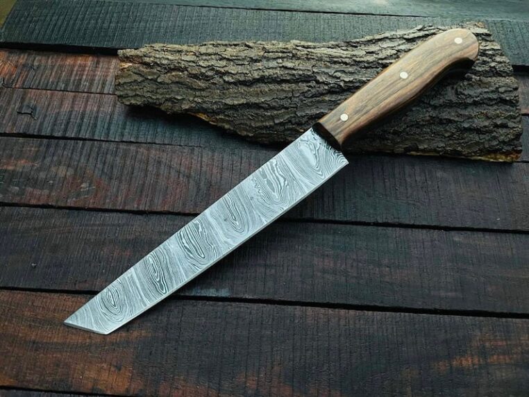 Custom Handmade Damascus Steel Kitchen Knife/Set of 7/ Rollover cover/ Sheath/