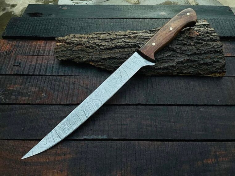 Custom Handmade Damascus Steel Kitchen Knife/Set of 7/ Rollover cover/ Sheath/