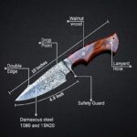 Bobcat Forge - 11" Handmade Damascus Hunting Knife with Leather Sheath