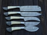 Magnificent Custom Made Damascus Blade Kitchen/Chef Knife Set 5 pieces, Unique High Grade Hand Forged Kitchen Knives Set