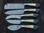 Magnificent Custom Made Damascus Blade Kitchen/Chef Knife Set 5 pieces, Unique High Grade Hand Forged Kitchen Knives Set