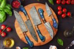 Magnificent Custom Made Damascus Blade Kitchen/Chef Knife Set 5 pieces, Unique High Grade Hand Forged Kitchen Knives Set