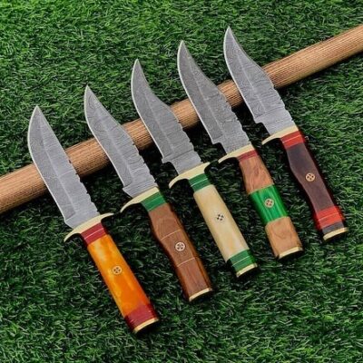 Pack of 5 Custom Handmade Damascus Steel 10" Hunting Knives Set