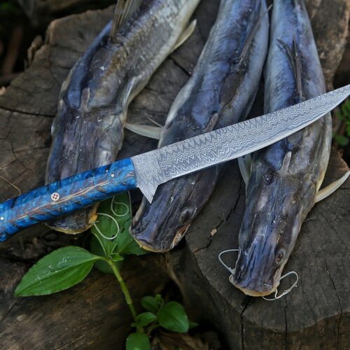 Fillet Fishing Knife Handmade Damascus Steel Knife With Flexible