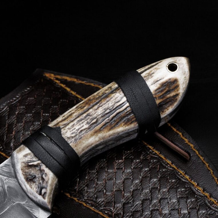 Custom Handmade High Carbon Steel Hunting Skinner Knife With Stag Horn Handle