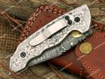 Damascus Steel Pocket knife, Folding blade, Every Day Carry Knife , Damascus Folder, Best Gift For Him, Engraved Handle