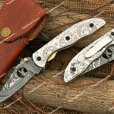 Hand Forged Damascus Steel Pocket knife, Folding Knife, Damascus Knives, Every Day Carry Knife