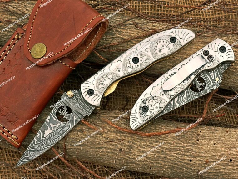 Hand Forged Damascus Steel Pocket knife, Folding Knife, Damascus Knives, Every Day Carry Knife