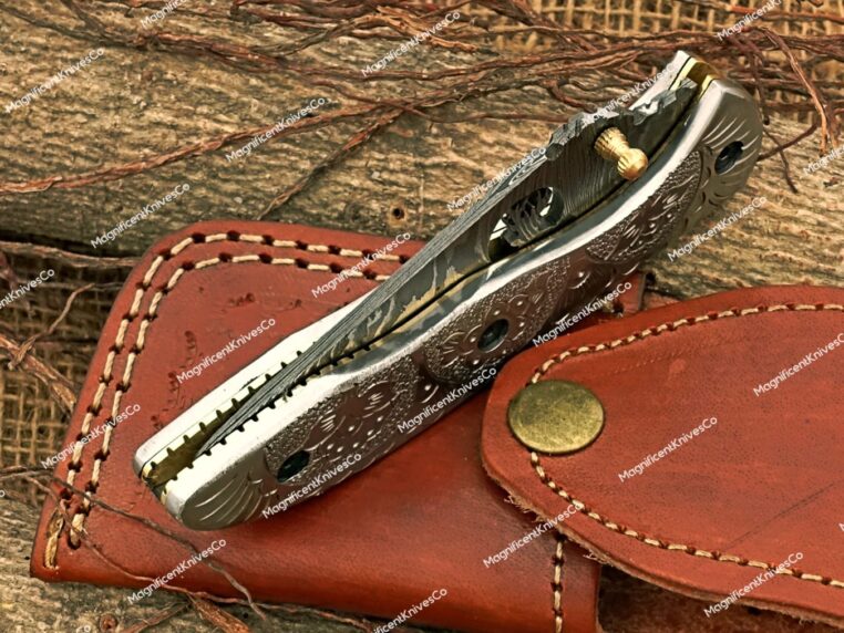 Hand Forged Damascus Steel Pocket knife, Folding Knife, Damascus Knives, Every Day Carry Knife