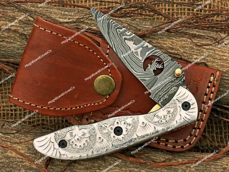 Hand Forged Damascus Steel Pocket knife, Folding Knife, Damascus Knives, Every Day Carry Knife