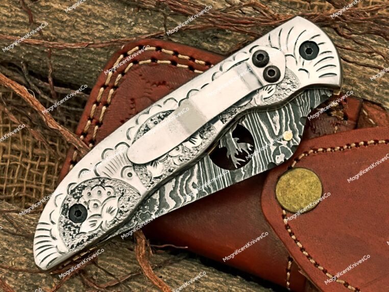 Hand Forged Damascus Steel Pocket knife, Folding Knife, Damascus Knives, Every Day Carry Knife