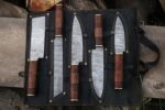 Magnificent Custom Made Damascus Blade Kitchen/Chef Knife Set 5 pieces, Unique High Grade Hand Forged Kitchen Knives Set