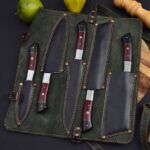 Magnificent Custom Made Damascus Blade Kitchen/Chef Knife Set 5 pieces, Unique High Grade Hand Forged Kitchen Knives Set