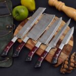 Magnificent Custom Made Damascus Blade Kitchen/Chef Knife Set 5 pieces, Unique High Grade Hand Forged Kitchen Knives Set