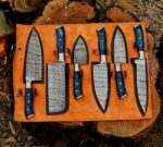 Magnificent Custom Made Damascus Blade Kitchen/Chef Knife Set 6 pieces, Unique High Grade Hand Forged Kitchen Knives Set