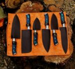 Magnificent Custom Made Damascus Blade Kitchen/Chef Knife Set 6 pieces, Unique High Grade Hand Forged Kitchen Knives Set