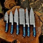 Magnificent Custom Made Damascus Blade Kitchen/Chef Knife Set 6 pieces, Unique High Grade Hand Forged Kitchen Knives Set