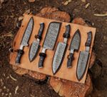 Magnificent Custom Made Damascus Blade Kitchen/Chef Knife Set 6 pieces, Unique High Grade Hand Forged Kitchen Knives Set