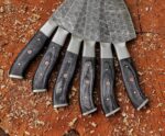 Magnificent Custom Made Damascus Blade Kitchen/Chef Knife Set 6 pieces, Unique High Grade Hand Forged Kitchen Knives Set