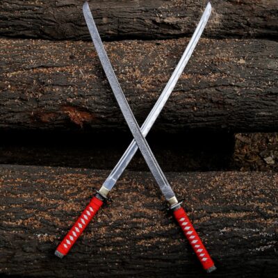 Magnificent Combo Hand Forged Damascus Steel and Stainless Full Tang Sword, Ninja Sword, Assassin's sword, Katana Sword,