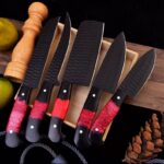 Magnificent Custom Made Carbon Steel Blade Kitchen/Chef Knife Set 5 pieces, Unique High Grade Hand Forged Kitchen Knives Set