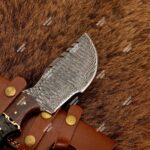 11" Damascus Steel Tracker Hunting Knife With Leather Sheath
