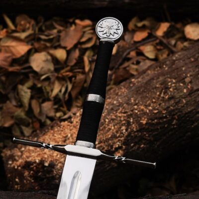 Handmade Witcher Sword, White Wolf Monster Slayer Sword with Scabbard, Geralt of Rivia Steel Sword, Wild Hunt Replica Sword,