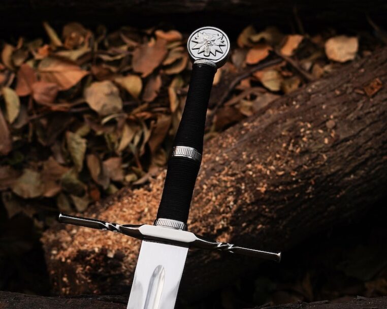 Handmade Witcher Sword, White Wolf Monster Slayer Sword with Scabbard, Geralt of Rivia Steel Sword, Wild Hunt Replica Sword,