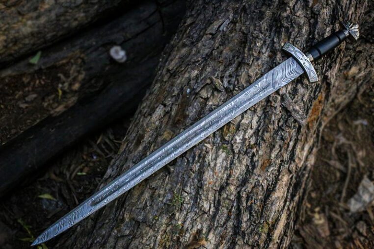 Handmade Damascus Steel Norsemen Viking Long Sword | Collectible Medieval Sword with Scabbard