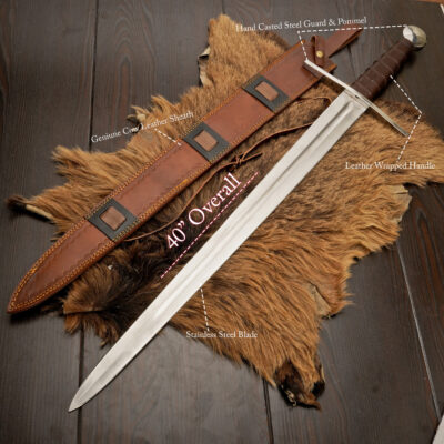 Northmen Viking Knight Replica Sword | Custom Handmade J2 Steel Sword | 40' J2 Steel Sword With Leather Sheath