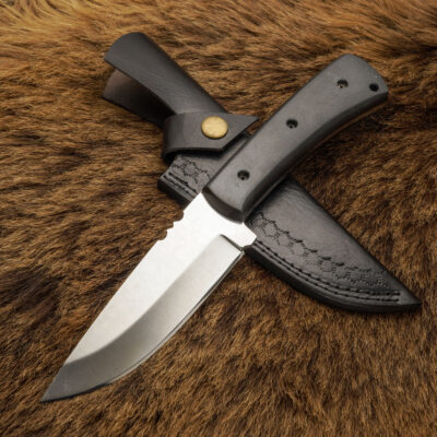 Frontiermark: 9.5” D2 Steel Hunting Knife – Micarta Handle with Leather Sheath